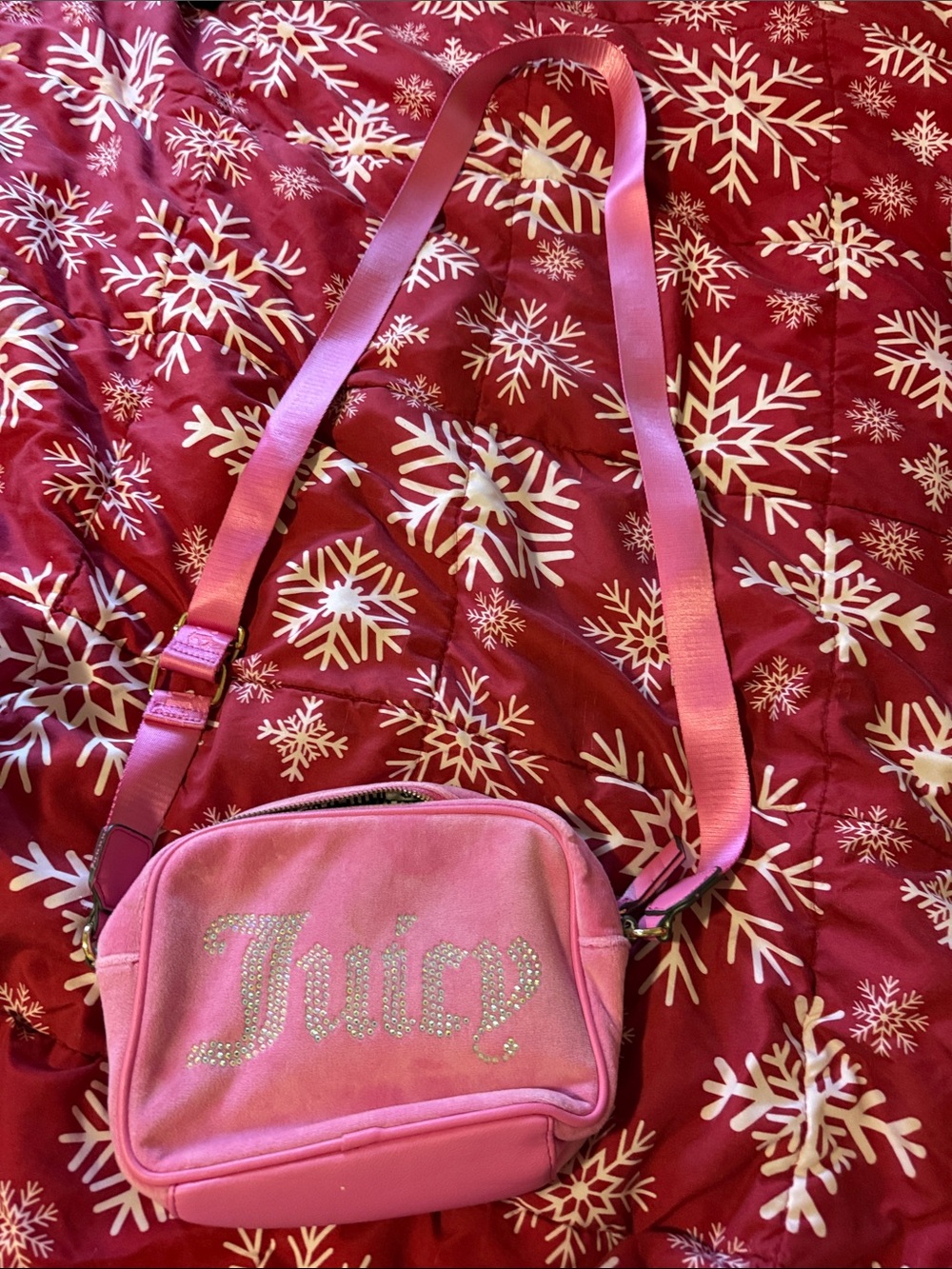 Juicy Couture Hot Pink Crystal Logo Crossbody Bag